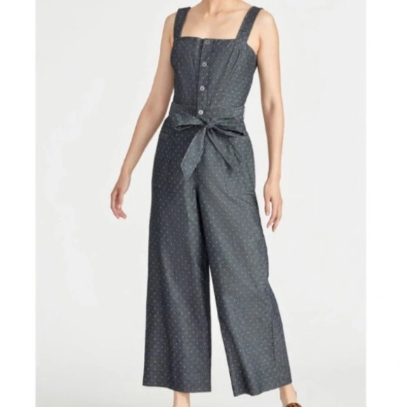 RACHEL Roy New Women’s 0 Print Pockets Button Front Wide Crop Leg Jumpsuit - Picture 1 of 12
